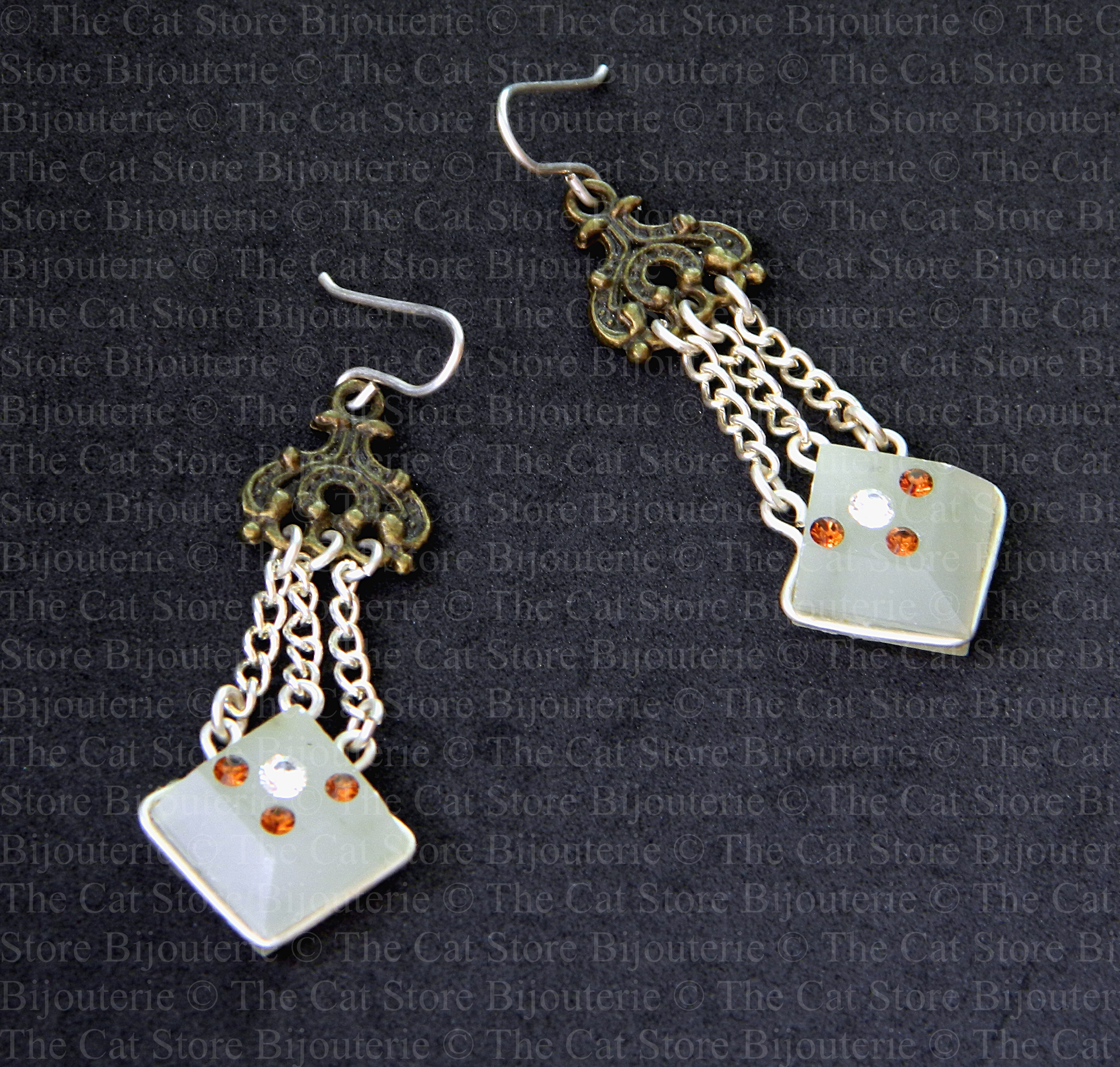 boucles d'oreilles facon art déco =THE CAT STORE Bijouterie=