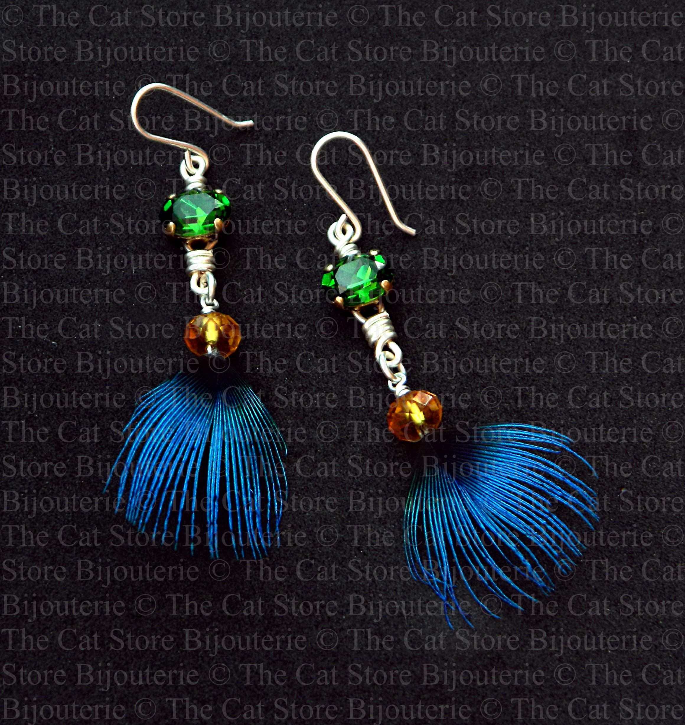 boucles d'oreilles peacock  THE CAT STORE Bijouterie