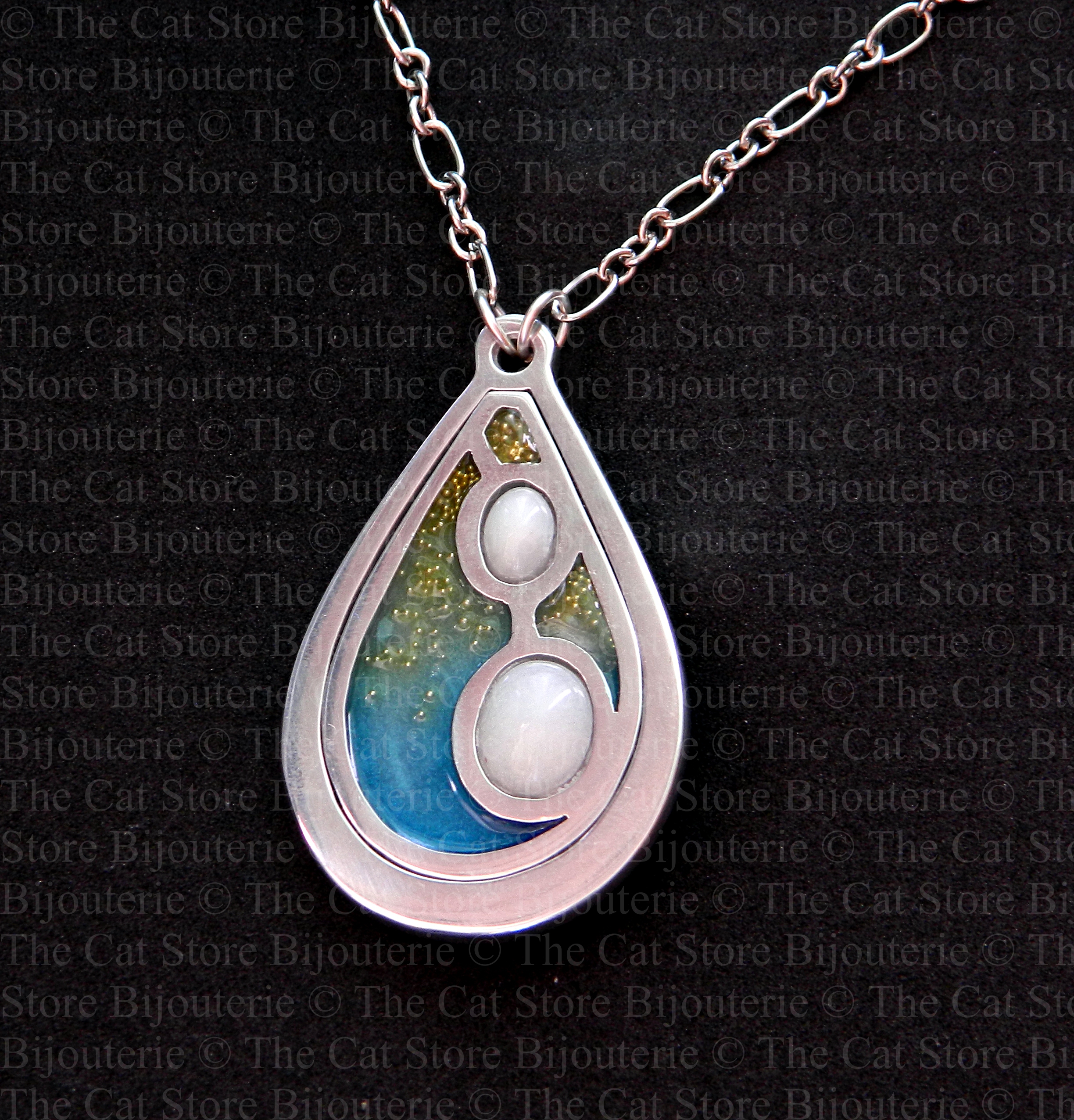 collier aqua détail THE CAT STORE Bijouterie