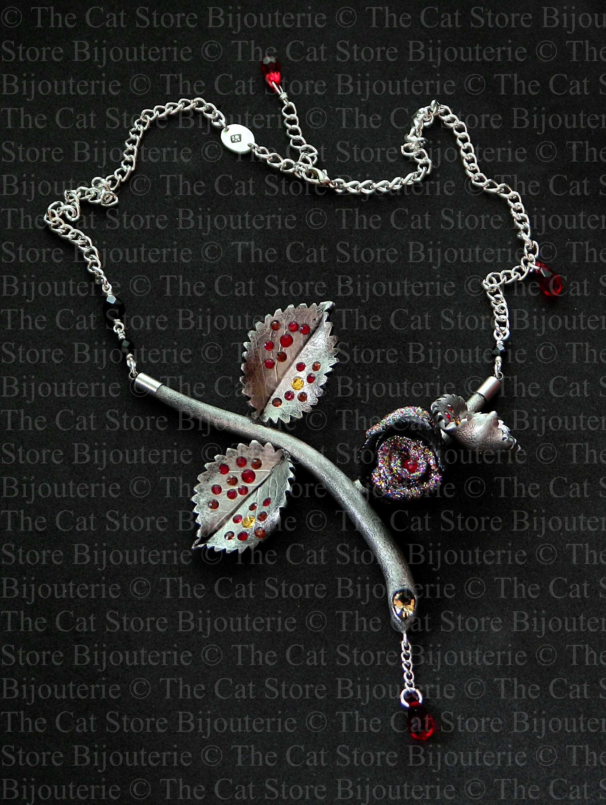 collier rosa venomous disco =THE CAT STORE Bijouterie=
