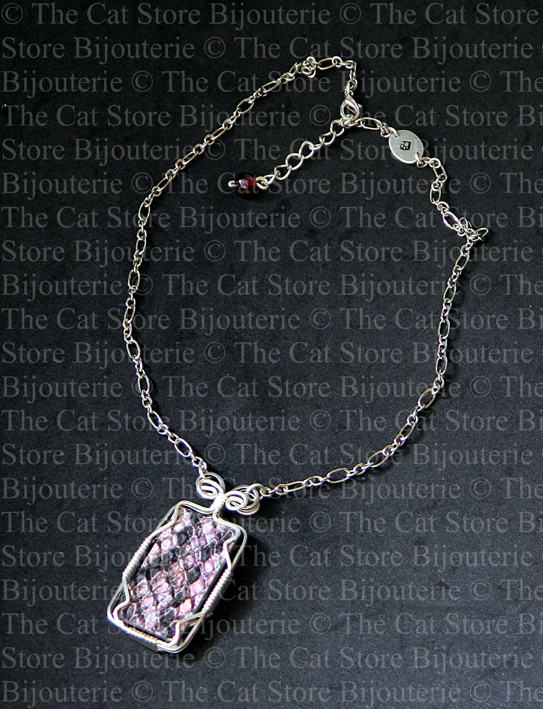 collier wild life pink snake =THE CAT STORE Bijouterie=