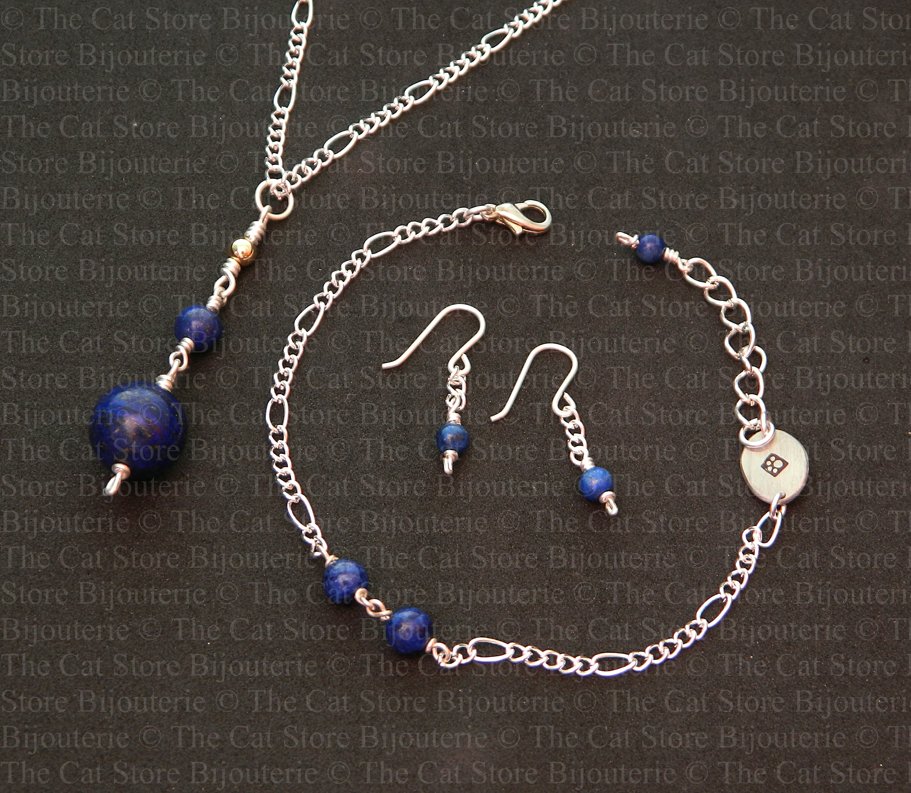 parure pendulum lapis THE CAT STORE Bijouterie